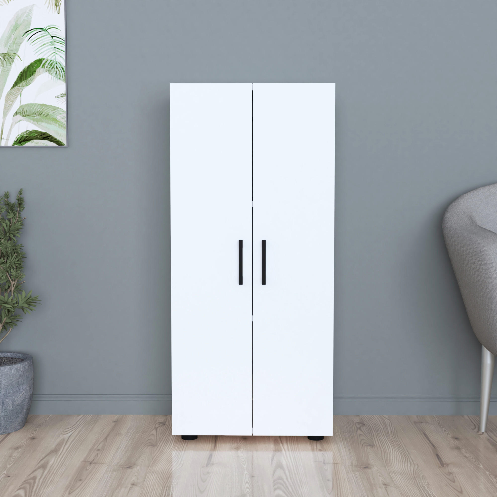 MEHRZWECKSCHRANK Åsnes - Weiß, Holzwerkstoff (49/108/32cm) - [en.casa]