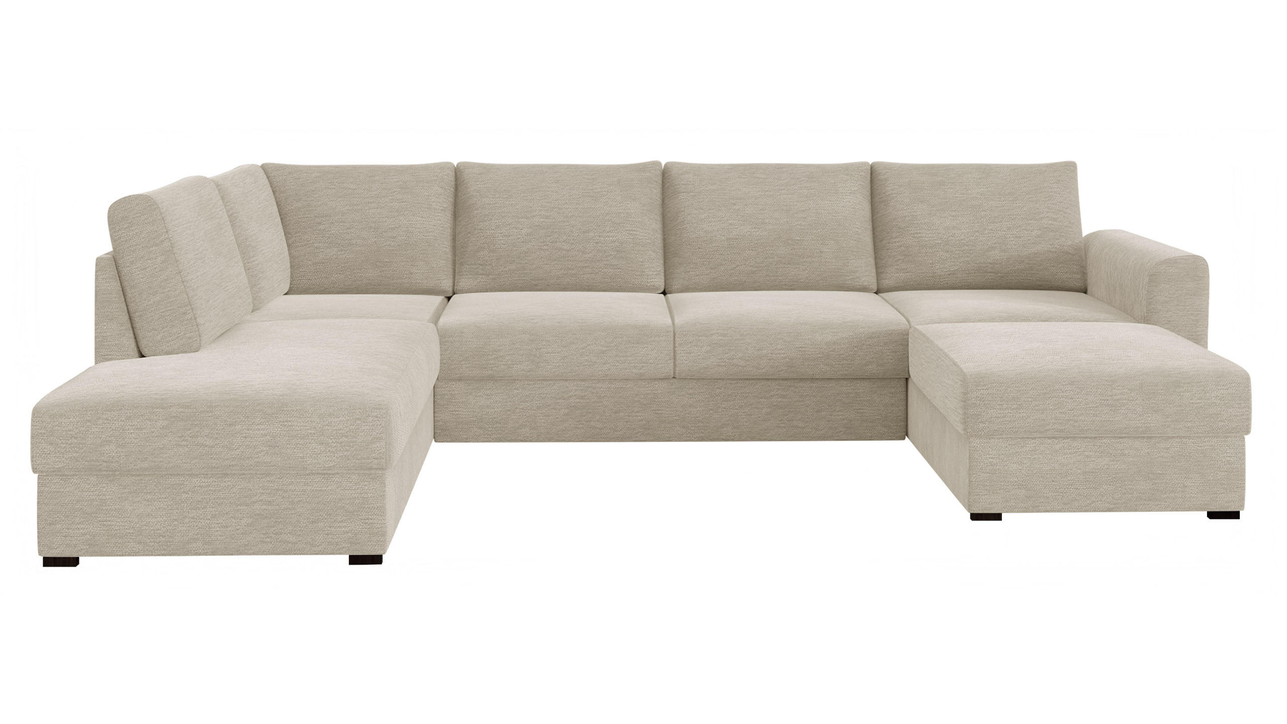 WOHNLANDSCHAFT Wilma, Seite: Links - Champagner/Schwarz, Holz/Textil (305/85/188cm) - MIRJAN24