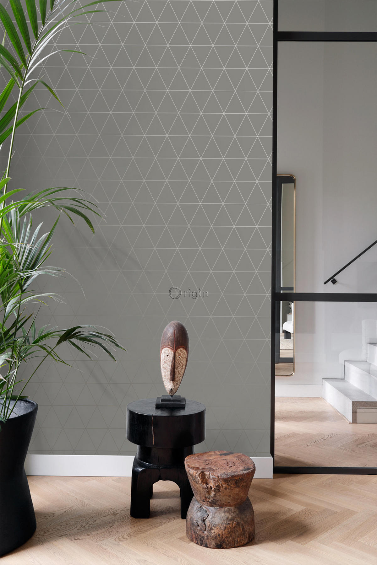 TAPETE grafische Dreiecke 53 cm x 10.05 m - Grau, Papier (53/1000cm) - Origin Wallcoverings