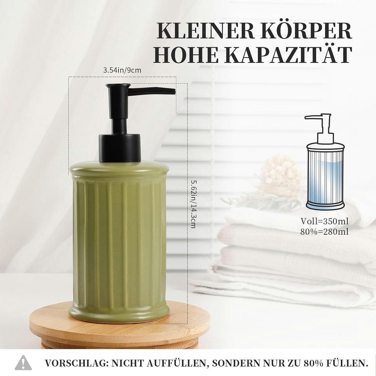 SEIFENSPENDER Keramik 350ml Gelbliches Grün - Hellgrün, Keramik (9/14.3/9cm)