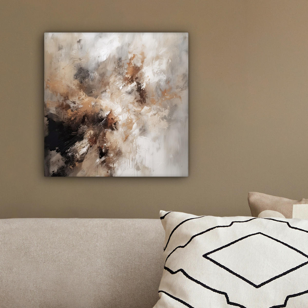 LEINWANDBILD - Farbe - Abstrakt - Beige - Kunst - 20x20 - Wandbilder - Greige, Textil (20/20cm) - MuchoWow