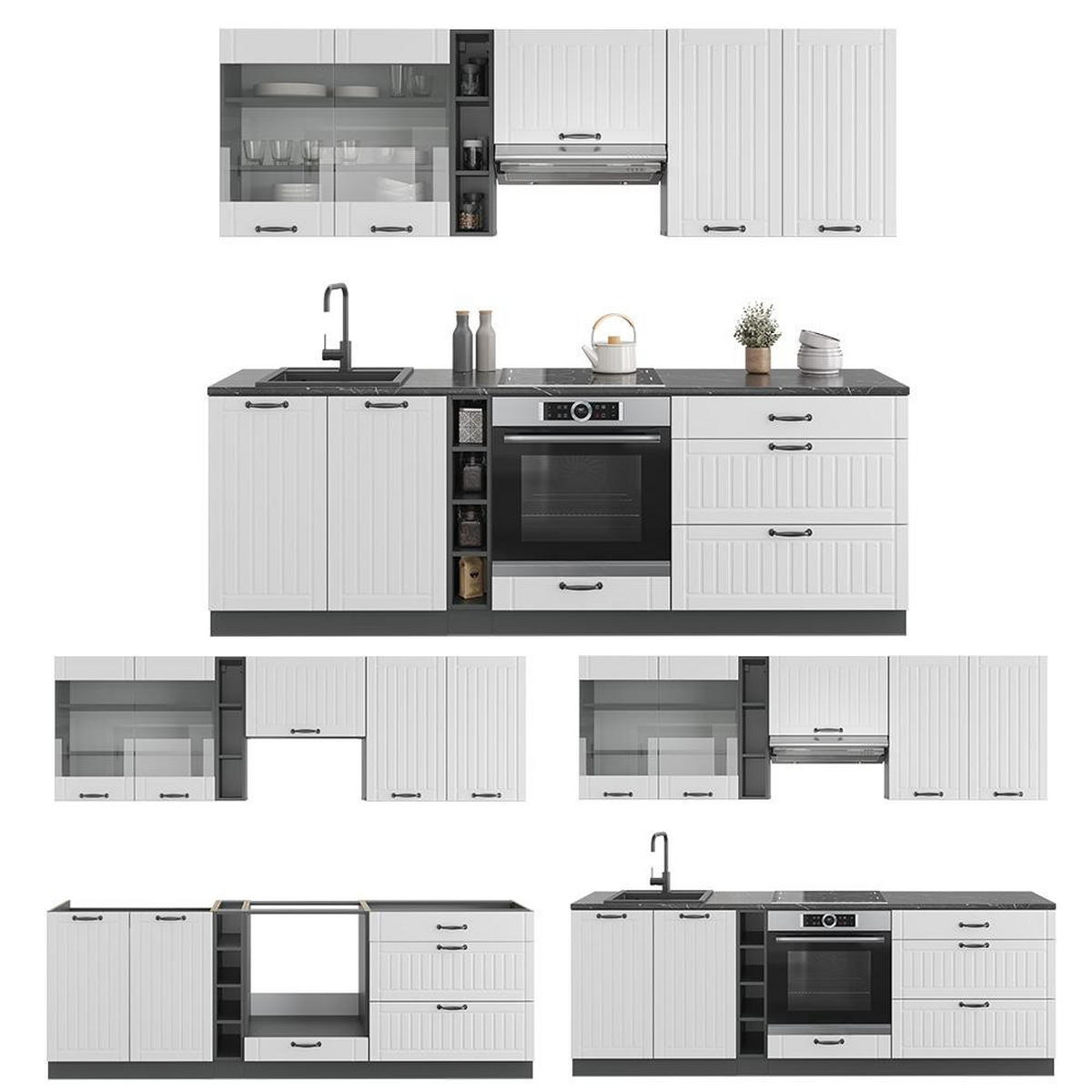 KITCHENETTE Fame-Line Casă de țară albă/antracit 235 cm fara blat - alb/antracit, compozit lemnos (235/206.8/51.6cm) - Vicco