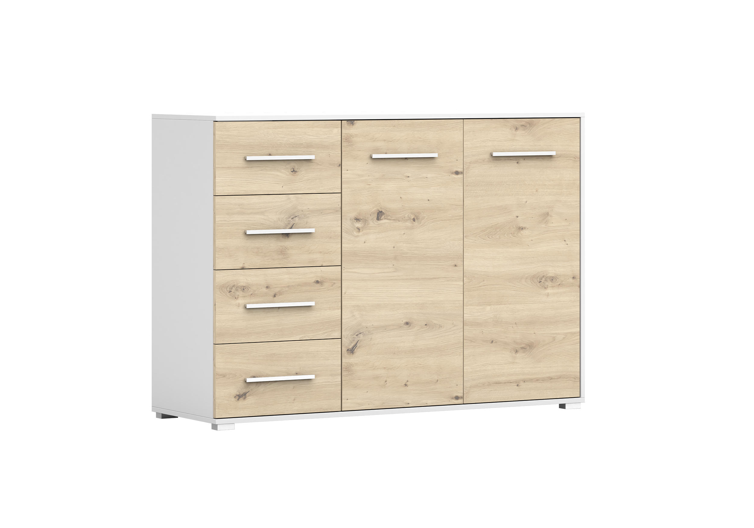 KOMMODE - Highboard IRYS 01 2D4S Weiß + Artisan - Weiß/Eiche Artisan, Holzwerkstoff (135/95/45cm) - Möblo
