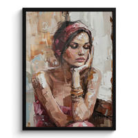 GERAHMTES BILD Frau - Lackierung - Porträt - Modern 60x80 cm - Altrosa, Papier (60/80cm) - MuchoWow