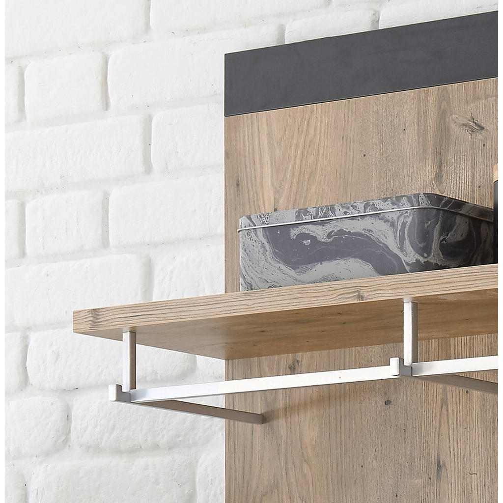 Thumbnail - Furn.Design Garderobenpaneel, Kastanien, Grau, Holzwerkstoff, Nachbildung,Kastanie, Uni, 80x107x25 cm, Garderobe, Garder...