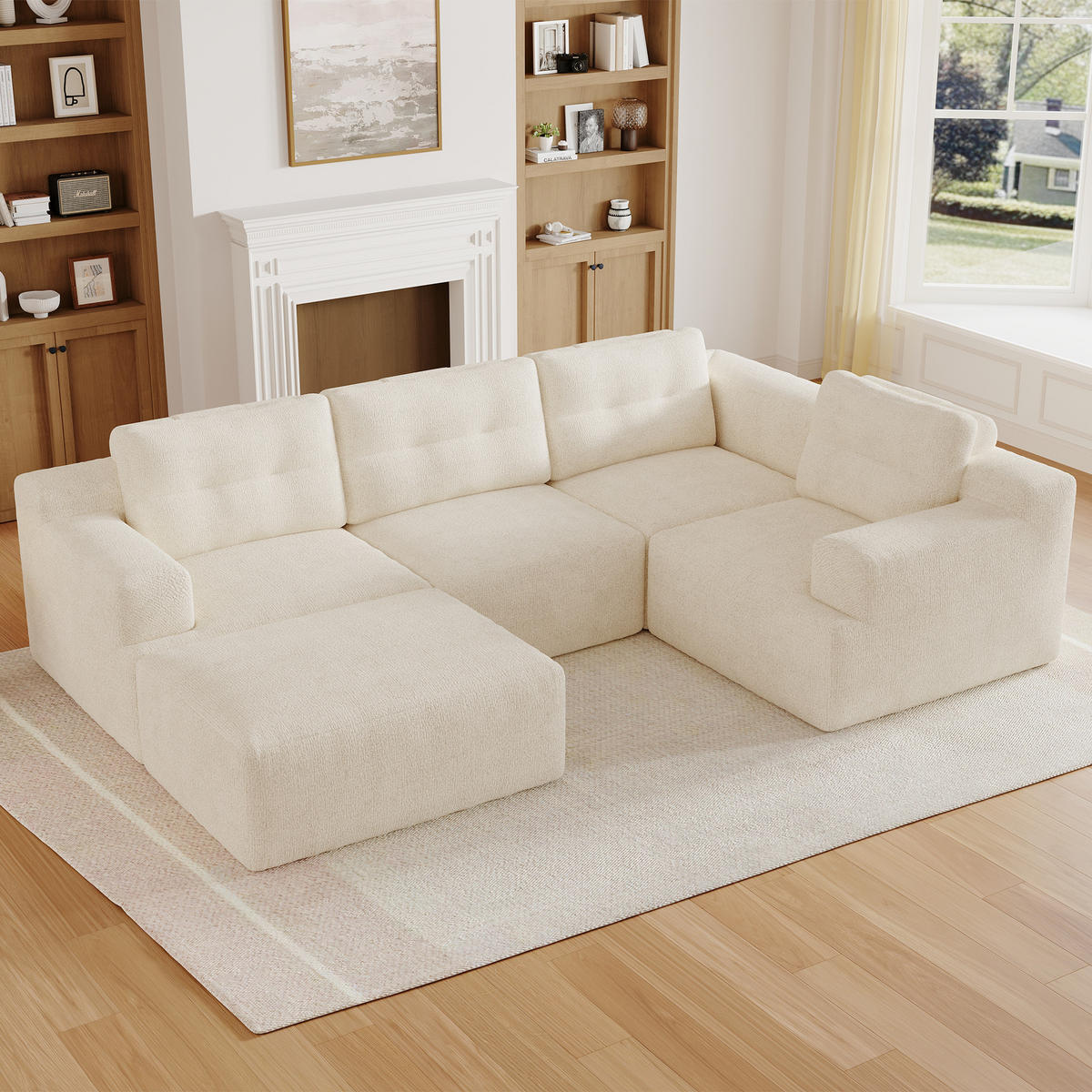 WOHNLANDSCHAFT 252/180/82 cm Beige mit 1 Fußhocker - Beige, Textil (252/82/180cm) - Oxeza