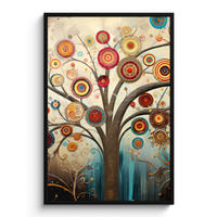 GERAHMTES BILD Baum - Baum des Lebens - Farbe 80x120 cm - Braun, Papier (80/120cm) - MuchoWow