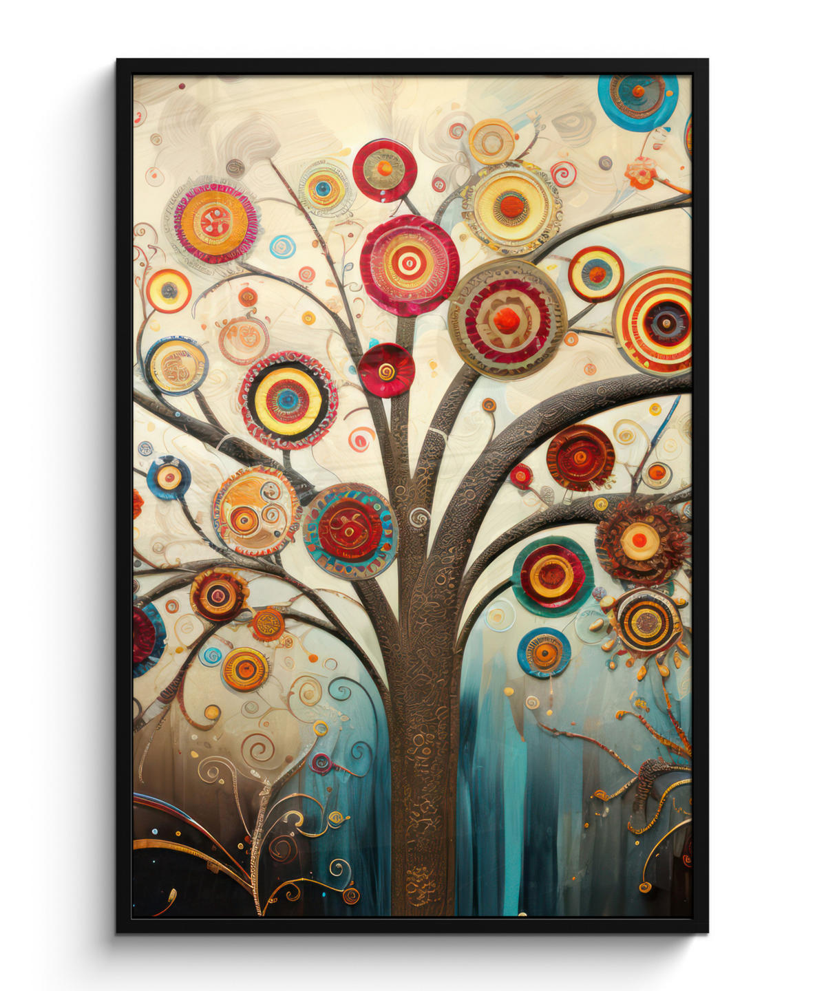 GERAHMTES BILD Baum - Baum des Lebens - Farbe 80x120 cm - Braun, Papier (80/120cm) - MuchoWow