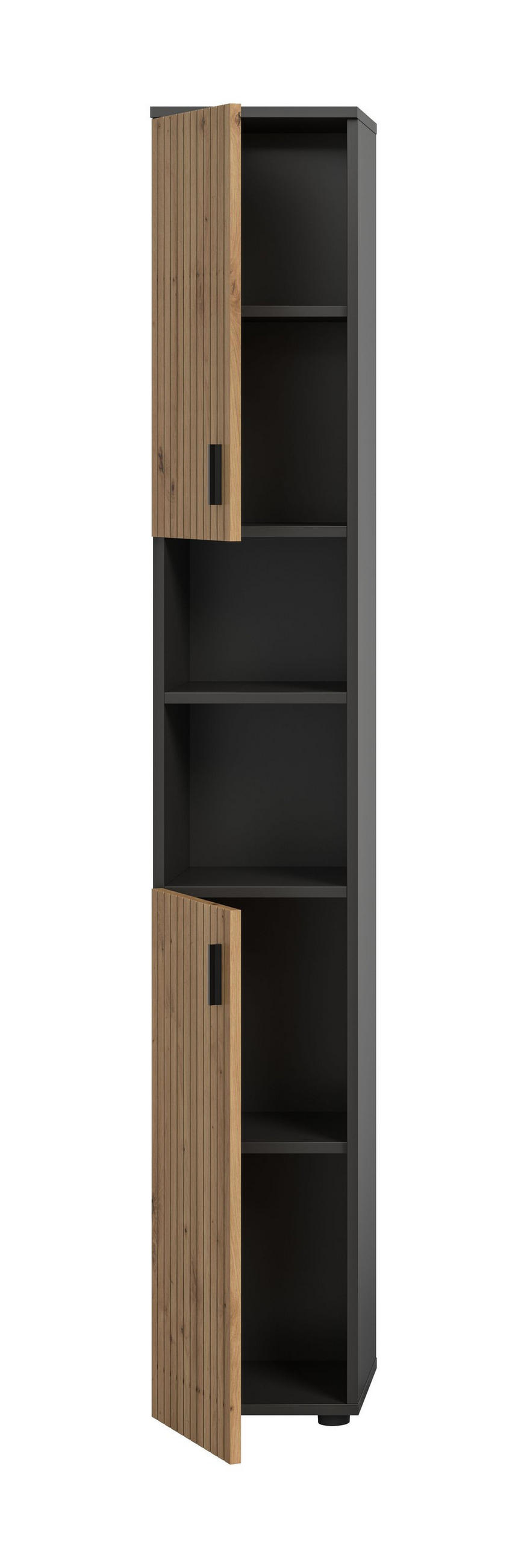 BADSCHRANK Mira (B/H/T: ca. 30/192/30 cm) in Basalt grau/Artisan Oak Nachbildung - Anthrazit, Holzwerkstoff (30/192/30cm)