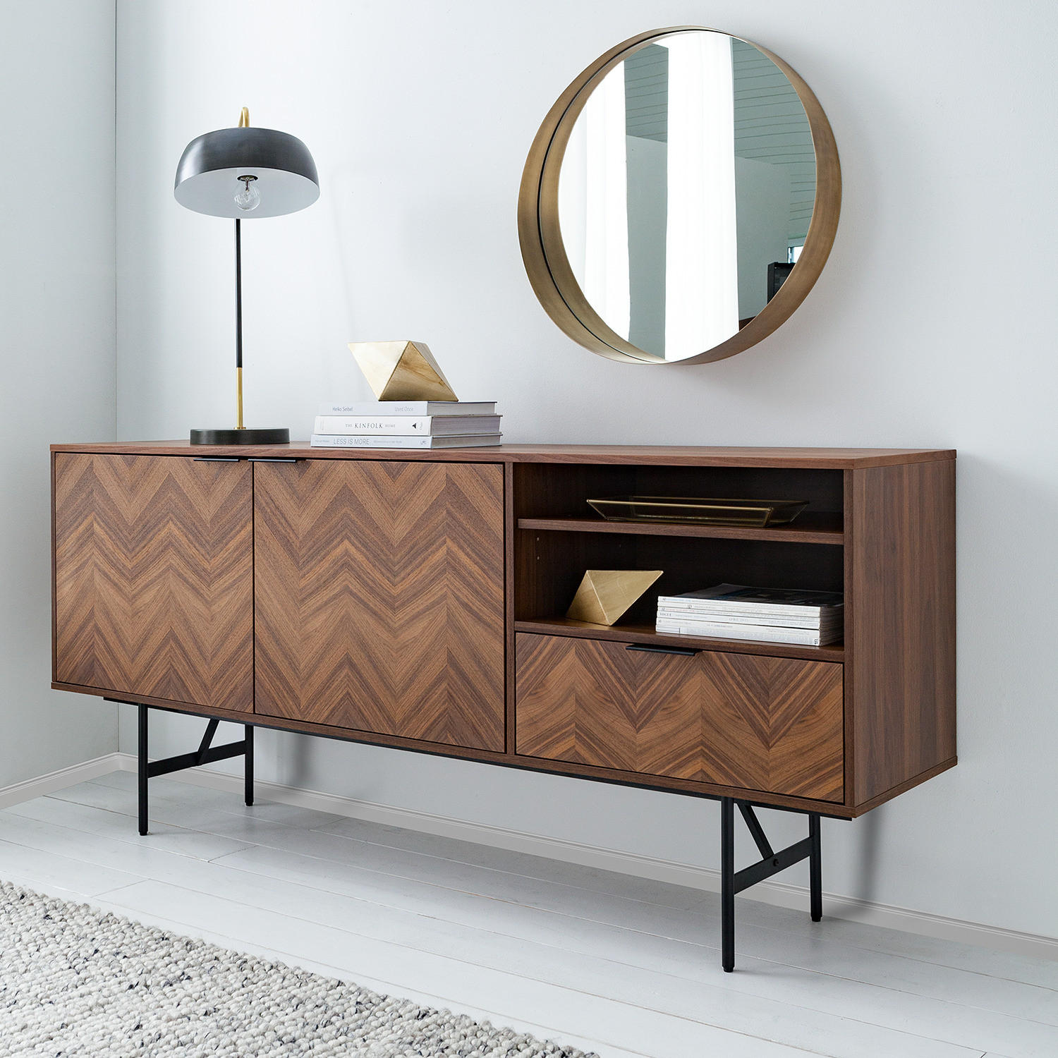 SIDEBOARD - Echtholzfurnier - Walnuss - Walnussfarben, Holzwerkstoff (180/80/40cm) - home24