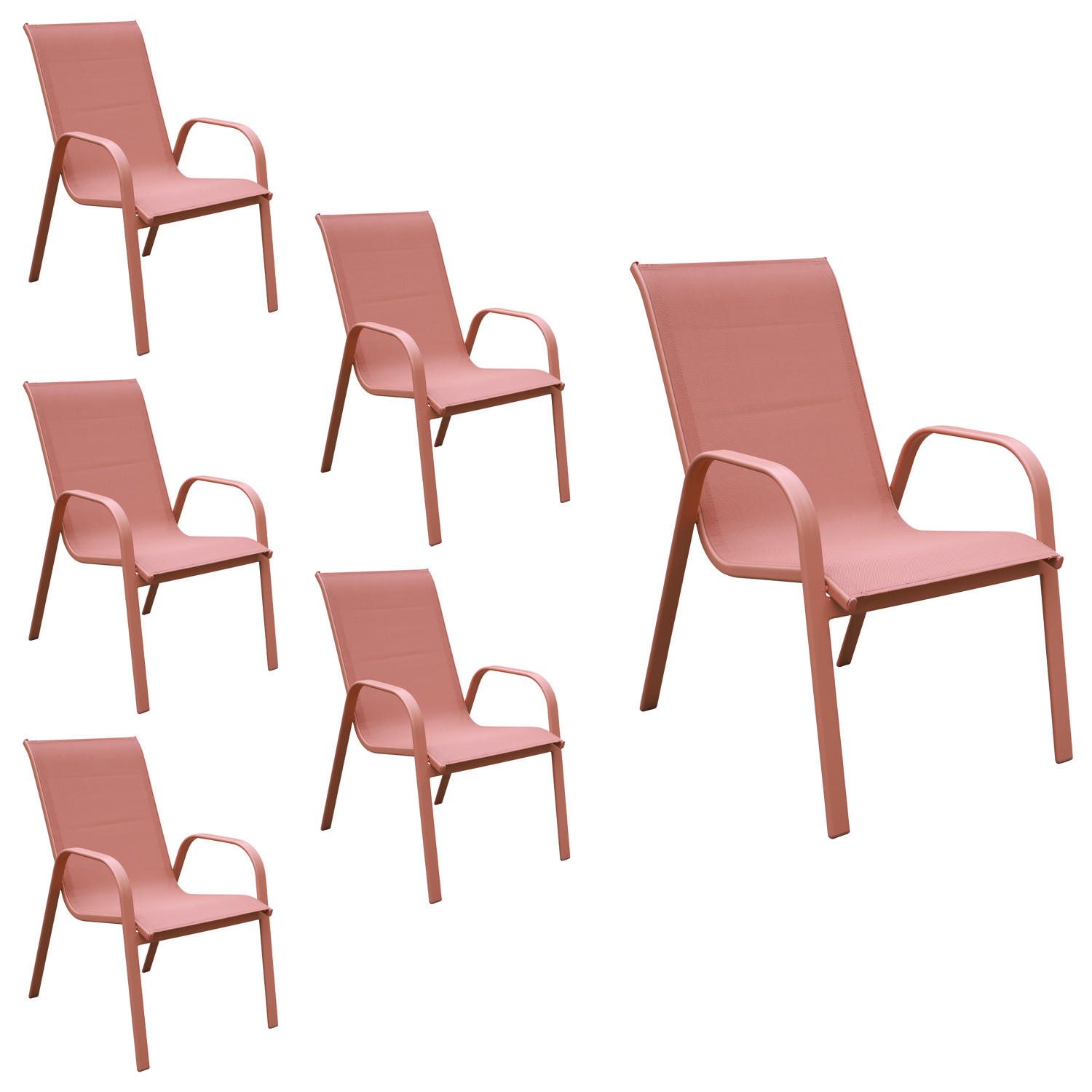 GARTENSTÜHLE Marbella Terracotta 6er-Set - Orange, Kunststoff (56.5/92.5/76cm) - Happy Garden