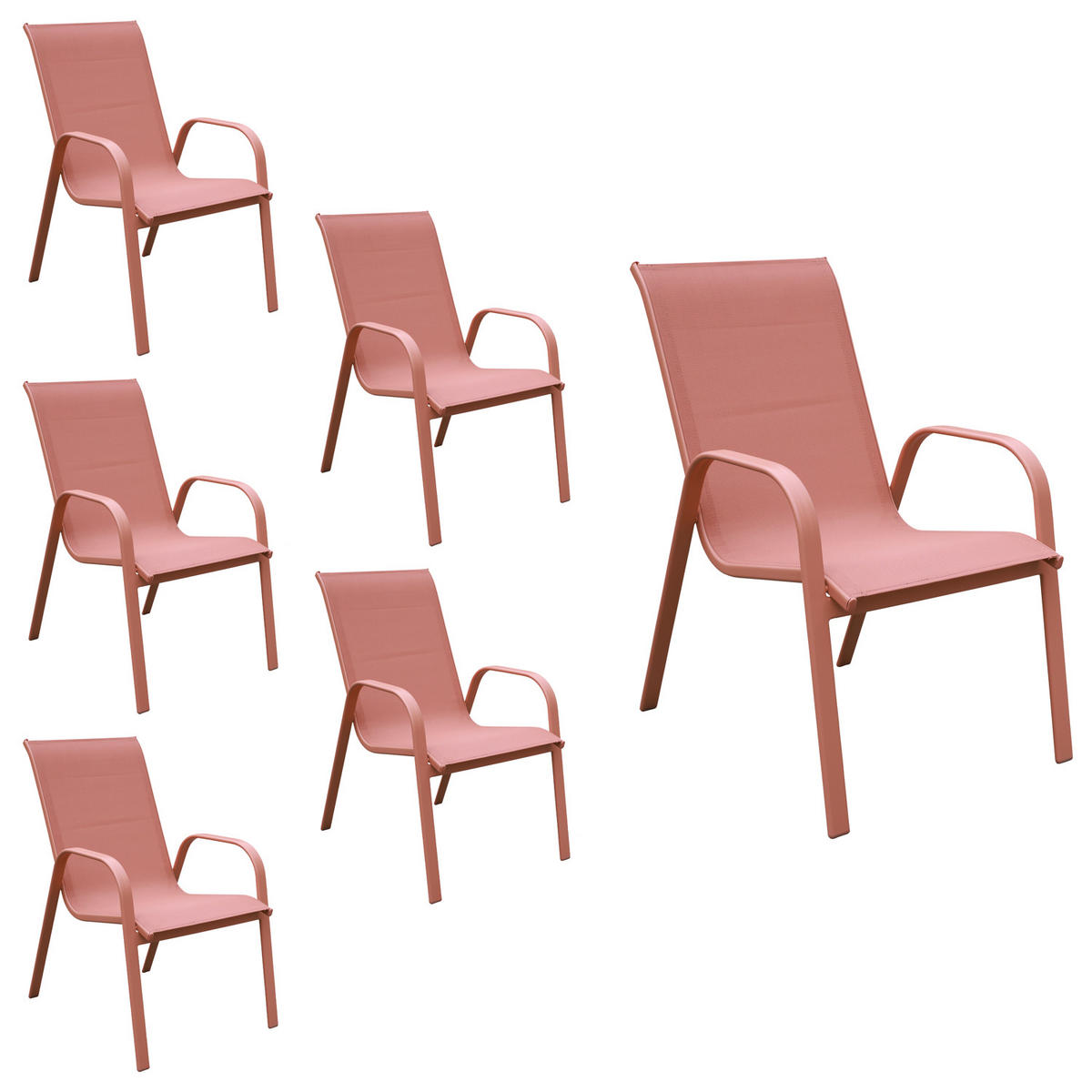 GARTENSTÜHLE Marbella Terracotta 6er-Set - Orange, Kunststoff (56.5/92.5/76cm) - Happy Garden