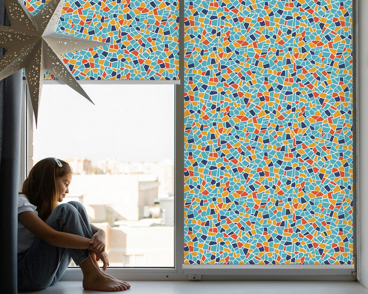 VNÚTORNÁ roleta - okenná roleta - roleta - 100x180 cm - Tvary - modrá, plast (100/180/0.5cm) - TULUP