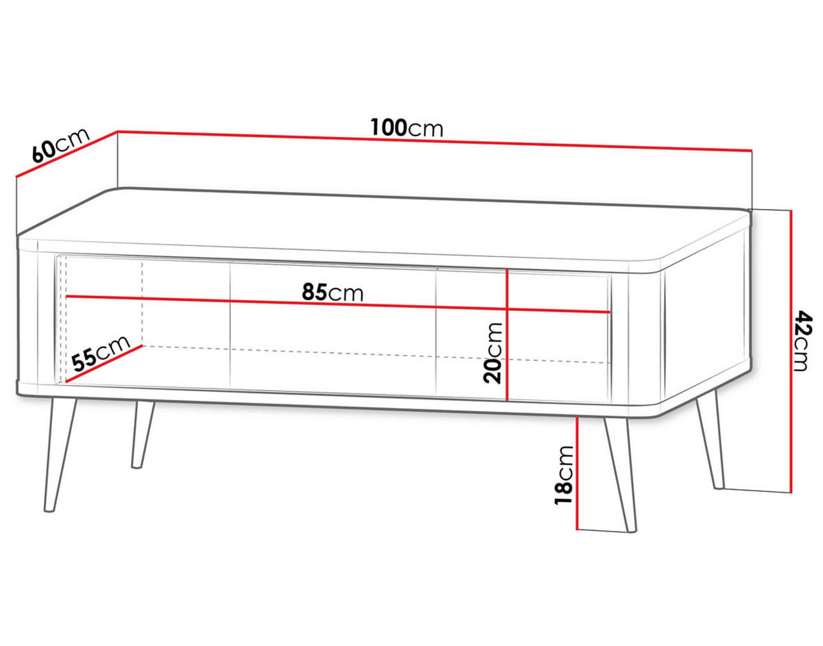 COUCHTISCH Marly Kaschmir / Walnuss 100 / 60 / 42cm - Kaschmir/Beige, Holz/Holzwerkstoff (60/100/42cm) - Feldmann-Wohnen