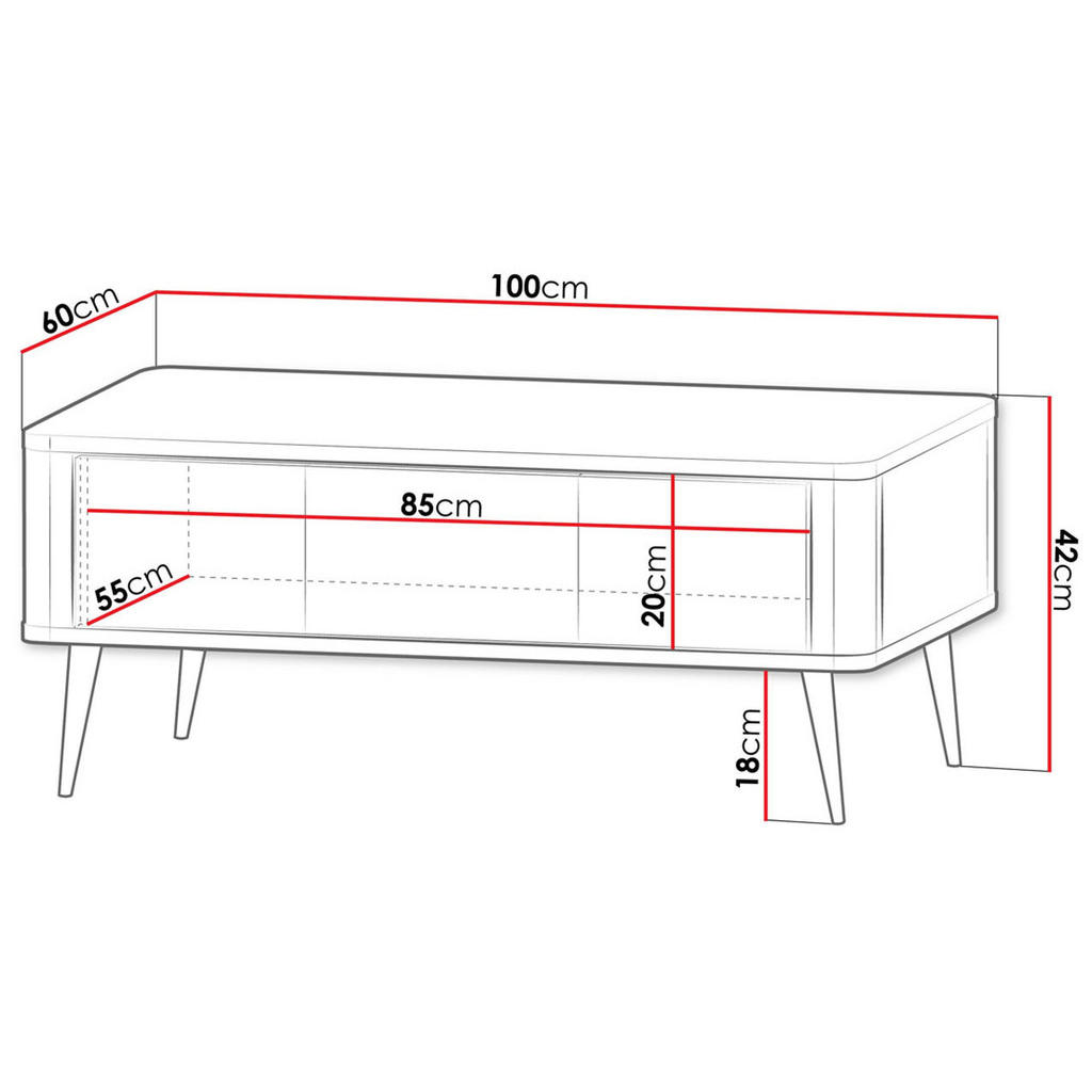 Thumbnail - Feldmann-Wohnen Couchtisch, Beige, Braun, Holz, Rechteckig, 100x42x60 cm, Wohnzimmer, Wohnzimmertische, Couchtische