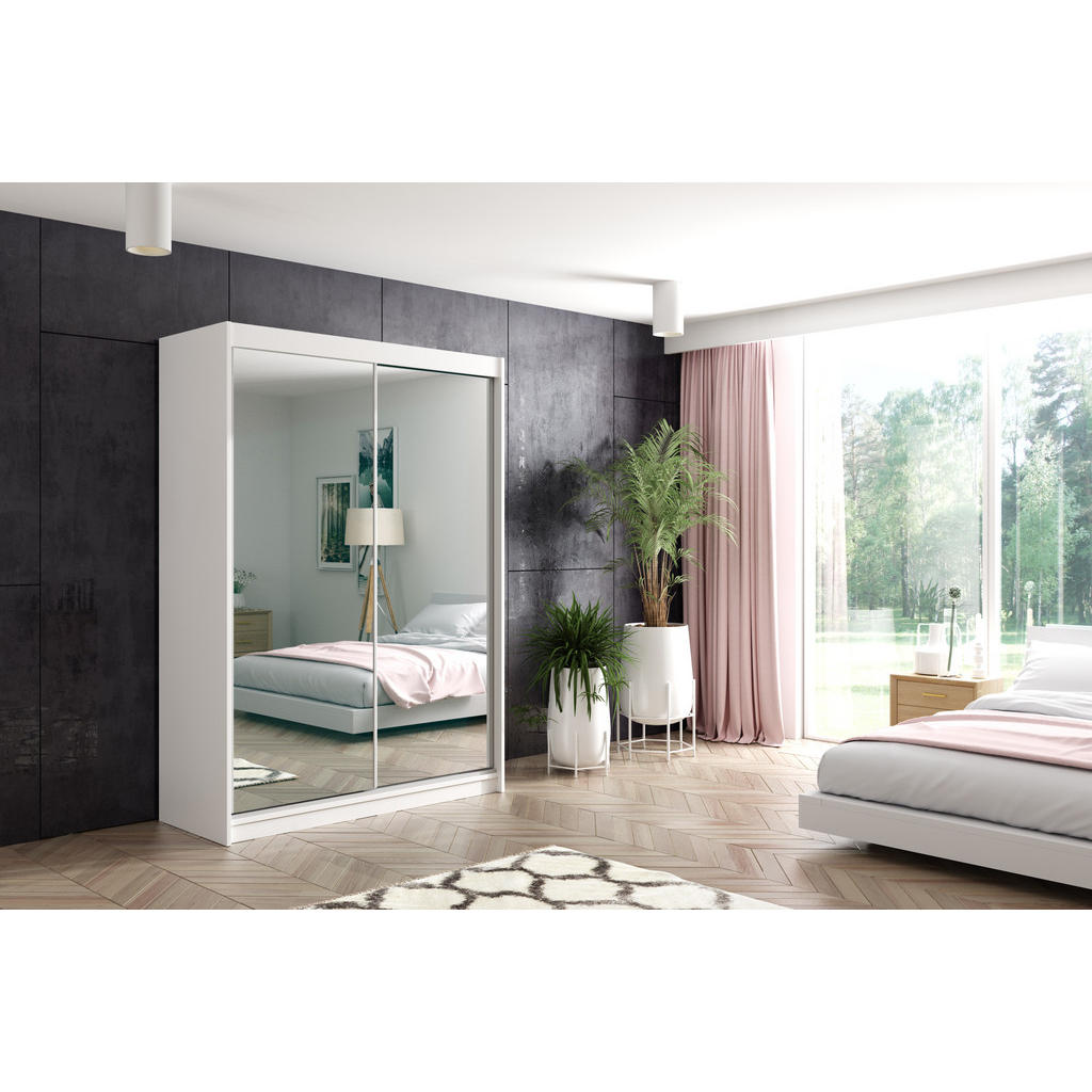 Thumbnail - Altdecor Kleiderschrank, Weiß, Holzwerkstoff, 120x216x61 cm, Schlafzimmer, Kleiderschränke, Schwebetürenschränke