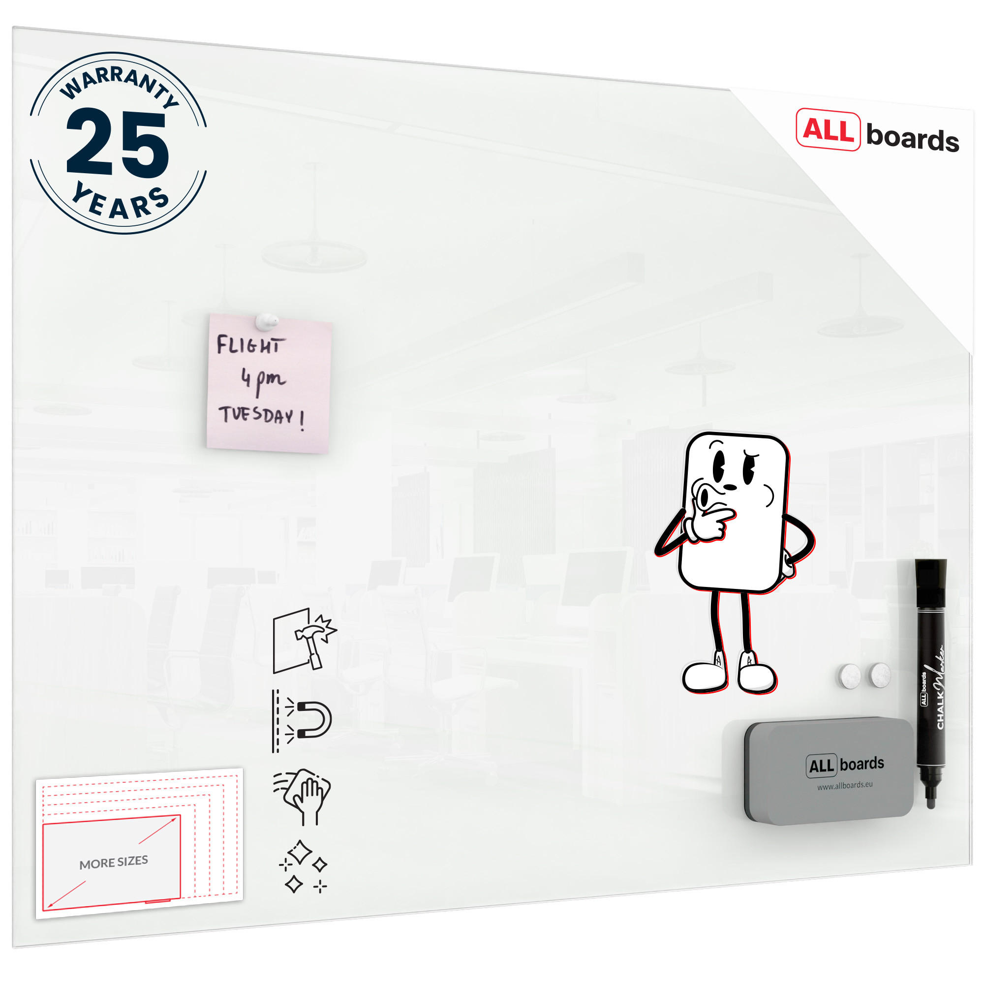 GLASBOARD - Weiß CLASSIC WHITE 80x60cm - Weiß, Glas (80/60/0.7cm) - ALLboards