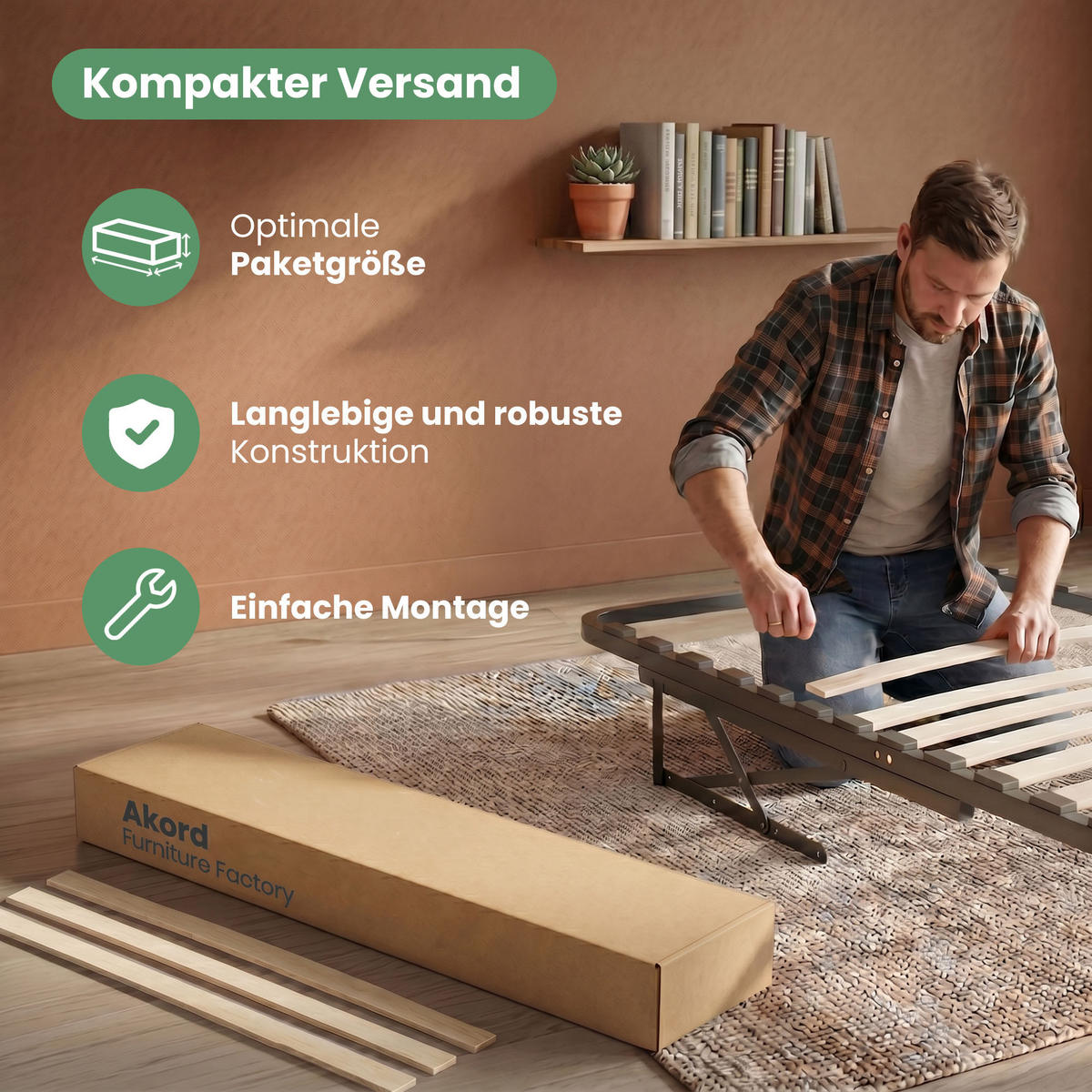LATTENROST 100x200 cm - Schwarz, Holz/Metall (100/200cm) - Akord