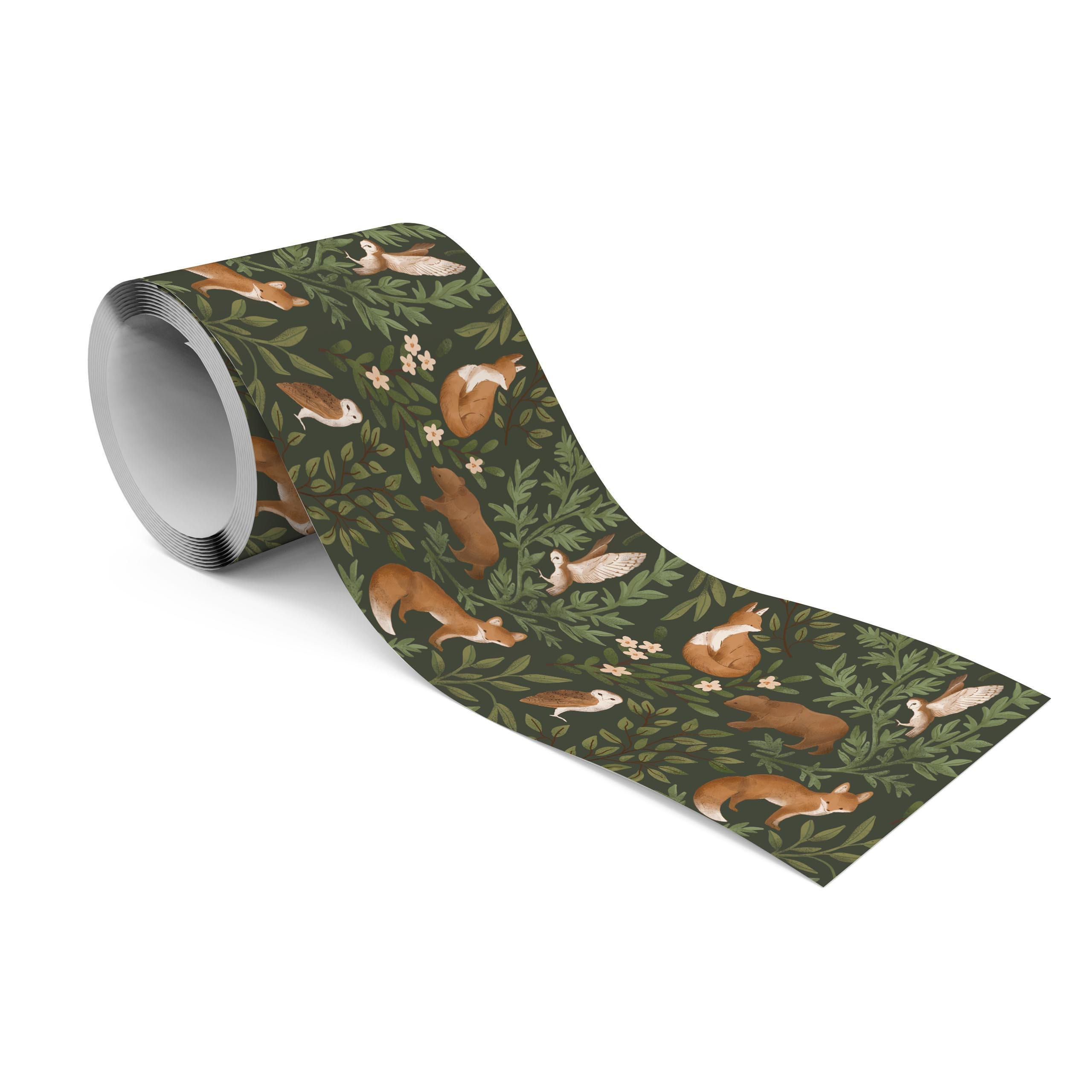 TAPETENBORDÜRE selbstklebend für Kinder WALDTIERE Blätter Blumen Natur - Beige/Braun, Papier (10/300/300cm) - Muralo