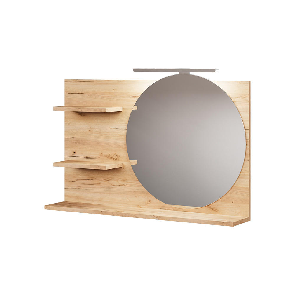 Vicco ZRCADLOVÁ POLICE Avena Dub 80 x 50 cm se 3 otevřenými přihrádkami