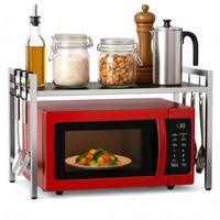 MIKROWELLENREGAL 2 Stufig 40-64 cm 96685 - Edelstahlfarben, Metall (40/46/36cm) - DanDiBo