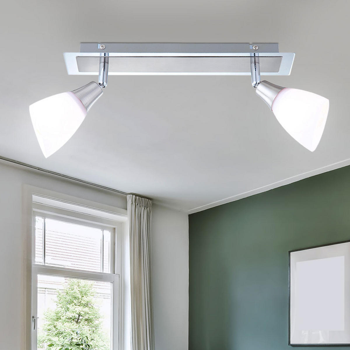 LED DECKENLEUCHTE FRANK Silber Glas weiß - Silberfarben, Metall (35/6.5/18cm) - Globo Lighting