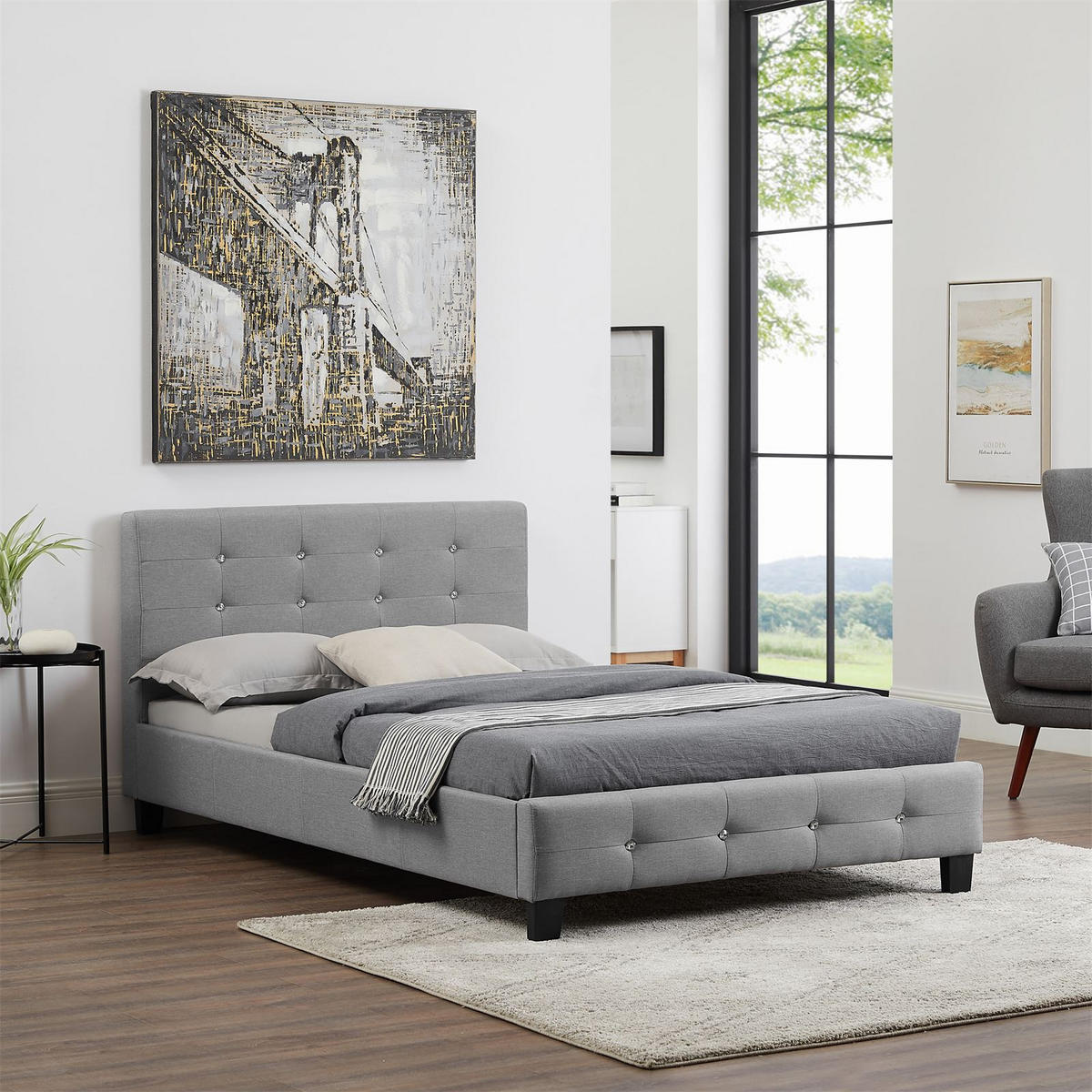 POLSTERBETT OKLAHOMA 120X200 CM - Grau, Textil (120/200cm) - CARO-Möbel
