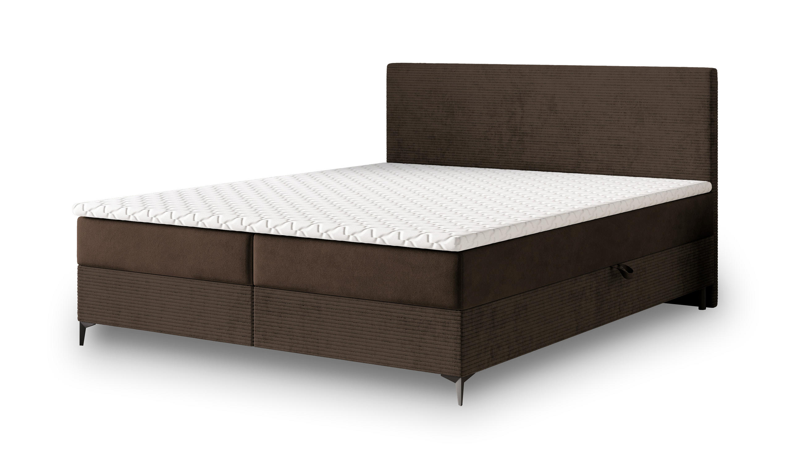 BOXBETT TORREL 160x200 cm mit Matratze und Topper - Braun - Braun, Holz (160/200cm) - MASSENO