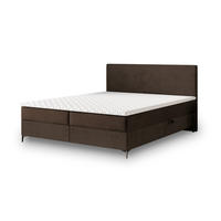 BOXBETT TORREL 160x200 cm mit Matratze und Topper - Braun - Braun, Holz (160/200cm) - MASSENO