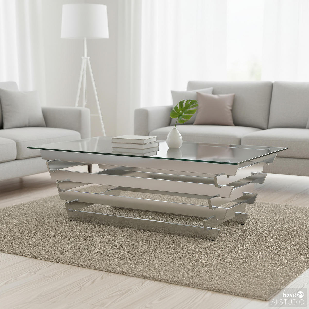 COUCHTISCH - Glas / Metall - Transparent / Chrom - Chromfarben, Glas/Metall (70/130/45cm) - home24