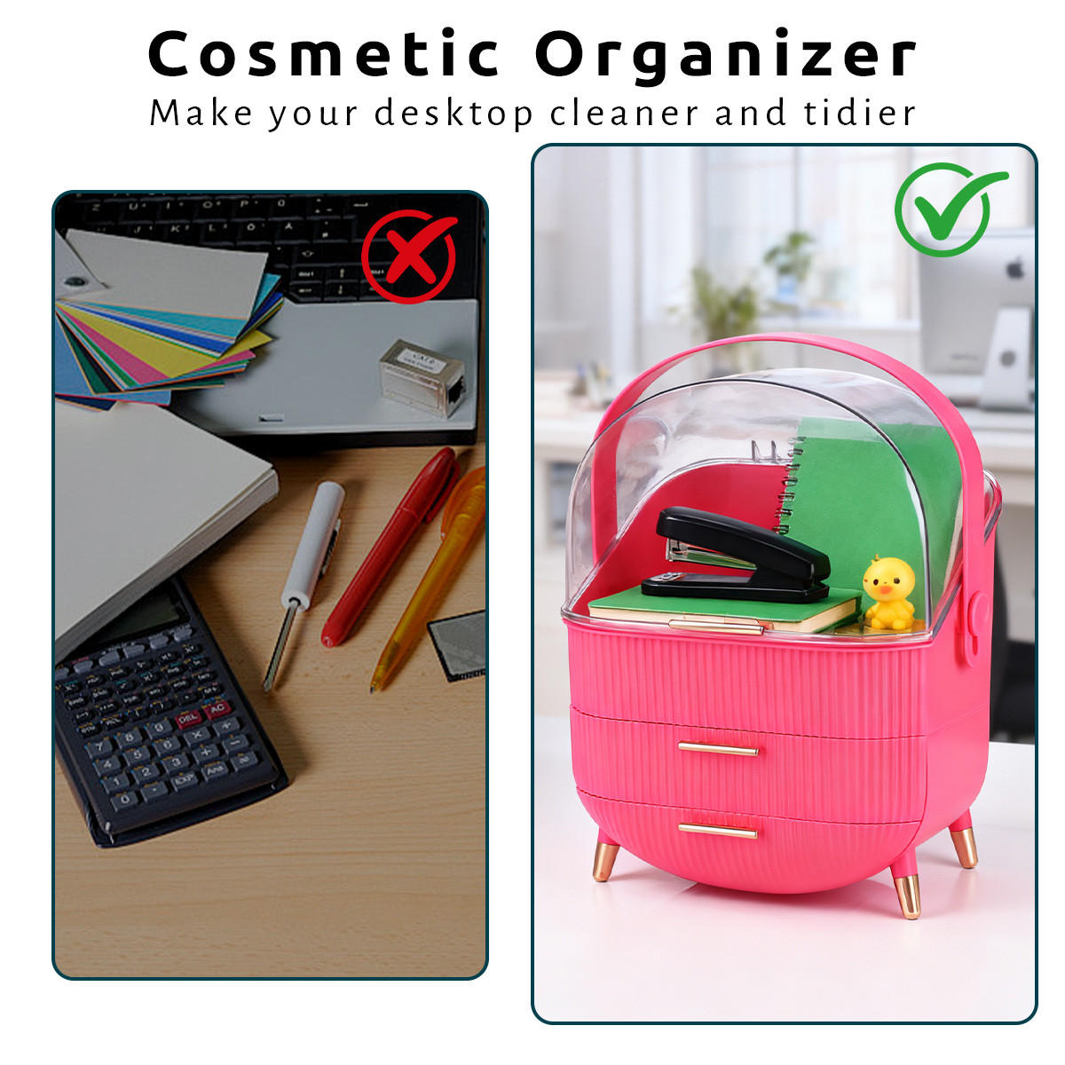 KOSMETIK ORGANIZER Kaelis 29/19/38 cm - Rosa, Kunststoff (19/38/29cm) - ZMH