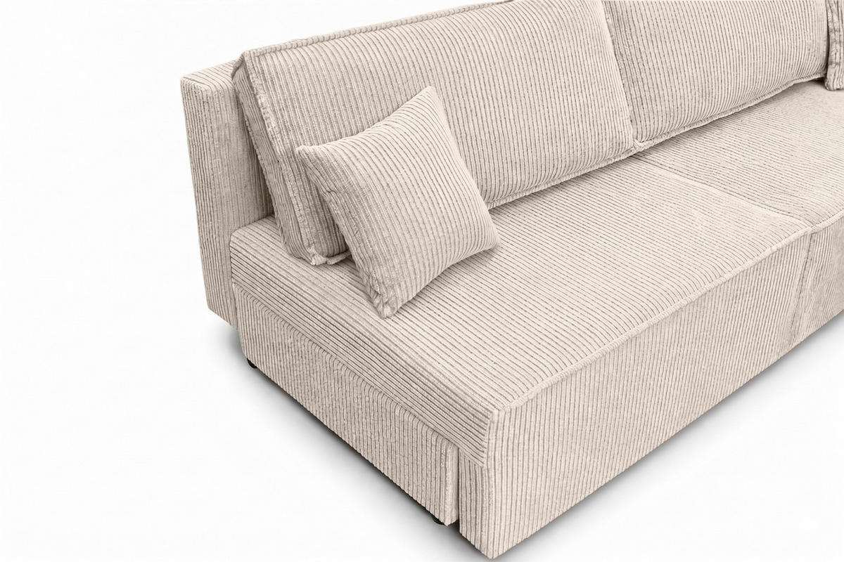 SOFA Mit Schlaffunktion Und Bettkasten, Cordstoff Poso, Beige, BEST MINI - Creme, Holz (200/83/98cm) - Kaiser Möbel