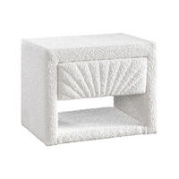 NACHTTISCH - 1 Schublade und 1 Ablage - Bouclé-Stoff - Weiß - ULAMI - Weiß, Textil (35/41/50cm) - Vente-Unique