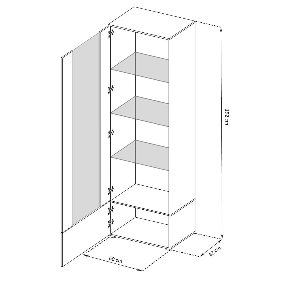 VITRINE ALESSANDRIA, Wotan - Eiche Wotan/Schwarz, Glas/Holzwerkstoff (60/192/42cm) - Komodee