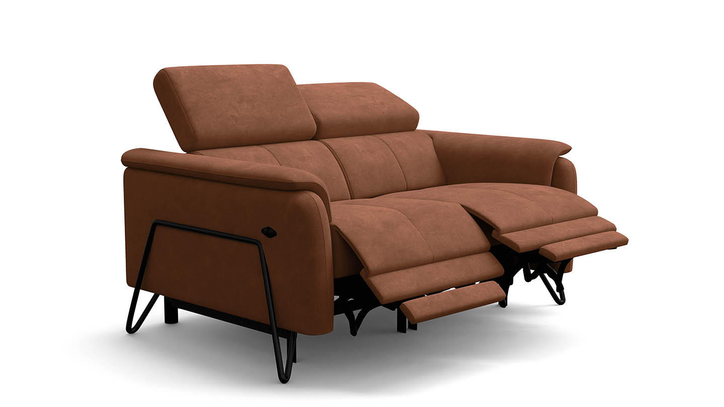 RELAXSOFA RODEN 2-Sitzer mit 2 Relax, braun, Veloursstoff - Braun, Holz/Textil (148/82/103cm) - Wozimo