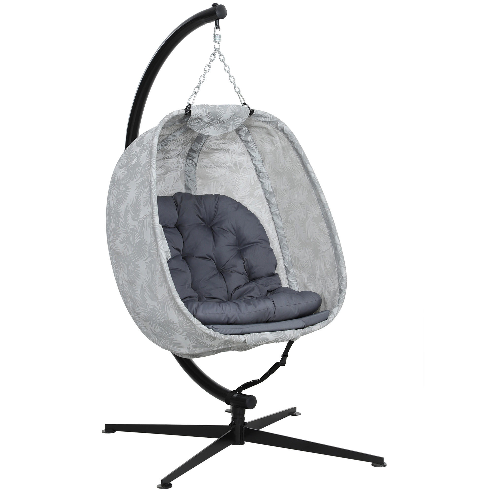 HÄNGESESSEL für den Außenbereich, Grau - Grau, Metall (90/180/126cm) - Outsunny