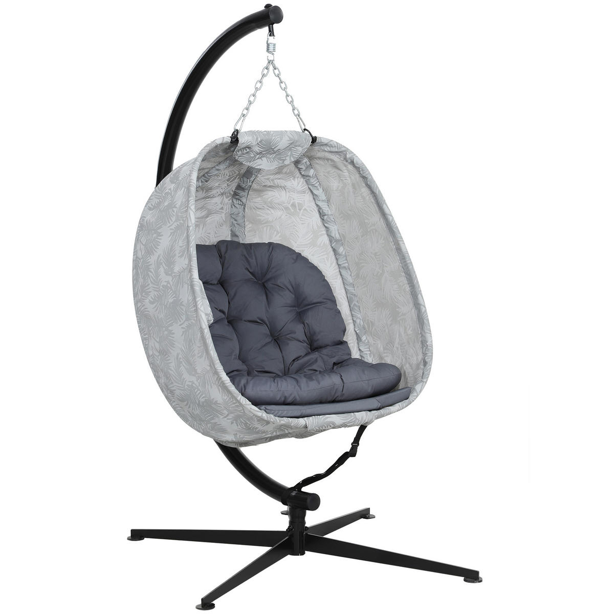 HÄNGESESSEL für den Außenbereich, Grau - Grau, Metall (90/180/126cm) - Outsunny