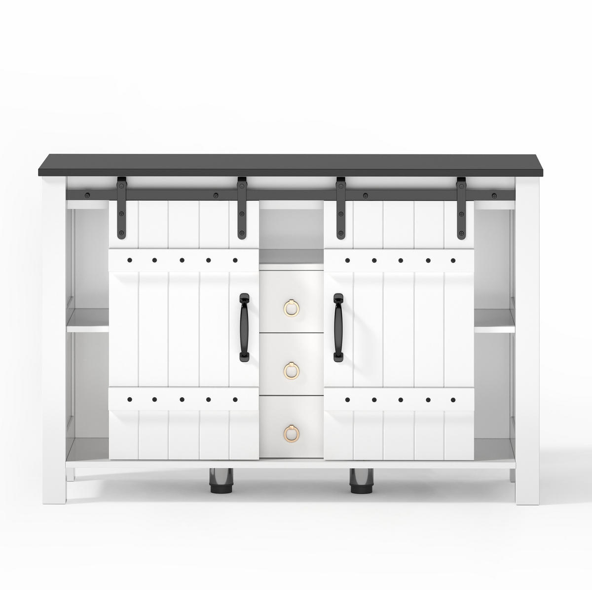 SIDEBOARD 120/40/80 cm Weiß aus MDF mit Schiebetüren - Weiß, Holzwerkstoff (120/80/40cm) - OKWISH