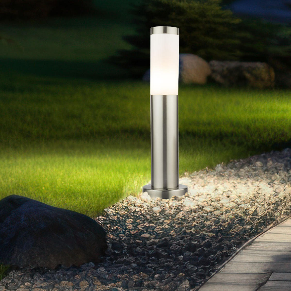 LED WEGLEUCHTE Edelstahl Silber - Silberfarben, Kunststoff (7.5/7.5/45cm)