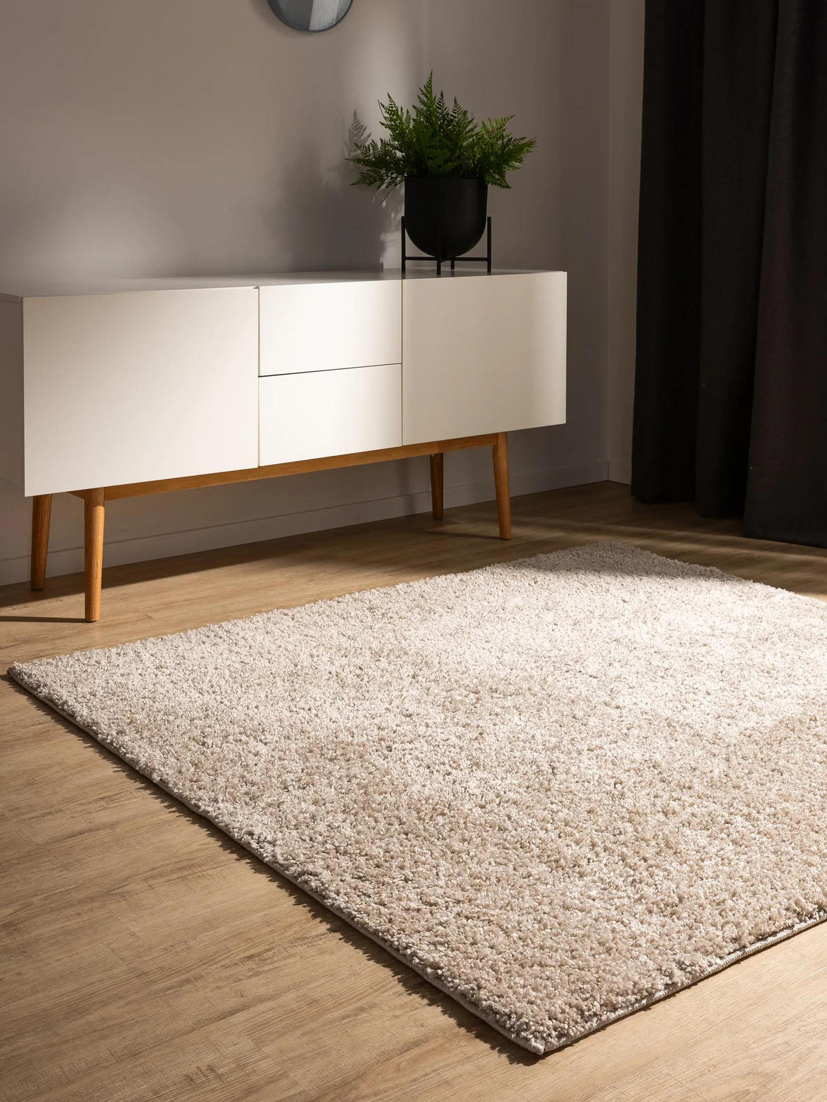 HOCHFLORTEPPICH Soho Beige 160x160 cm - Beige, Kunststoff (160/160cm) - benuta