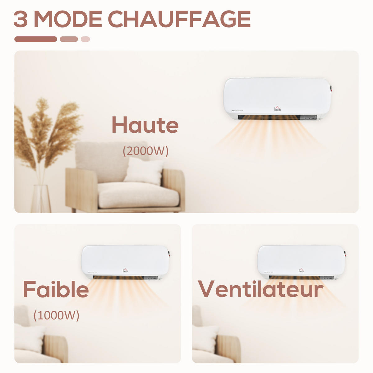 WANDHEIZLÜFTER DE-17016 2000 W PTC mit Fernbedienung Weiß/Schwarz - Weiß, Kunststoff (18.6/11.5/45cm) - ComfortXL