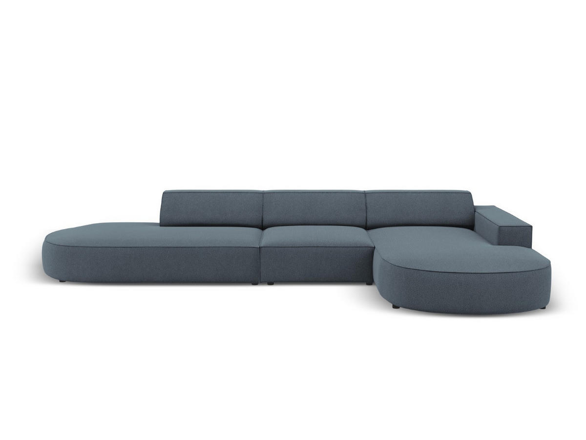 ECKSOFA rechts Jodie aus strukturiertem Stoff blau 4 Sitzplätze - Blau, Textil (166/342cm) - Micadoni