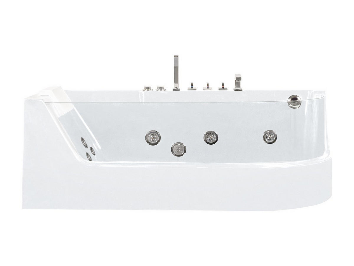 WHIRLPOOL Eckwanne mit Hydromassage - 1 Person - 263 L - Ecke Links - Weiß - ARIA - Weiß, Glas (170/57/80cm) - Vente-Unique
