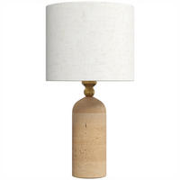 TISCHLAMPE Travertin Leinen Beige - Beige, Stein (25/25/48cm) - HOMCOM