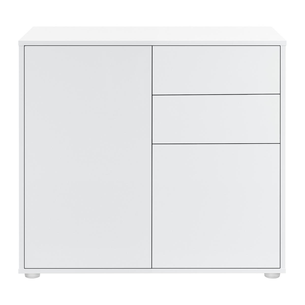 KOMMODE Paarl 2-türig - Weiß Hochglanz, Holzwerkstoff (79/74/36cm) - [en.casa]