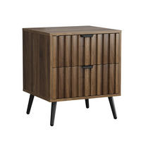 NACHTTISCH Walnuss 45 cm – Nachtkonsole Modern mit 2 Schubladen & Metallbeinen - Walnussfarben, Holzwerkstoff (45/53/40cm) - Urban Meuble