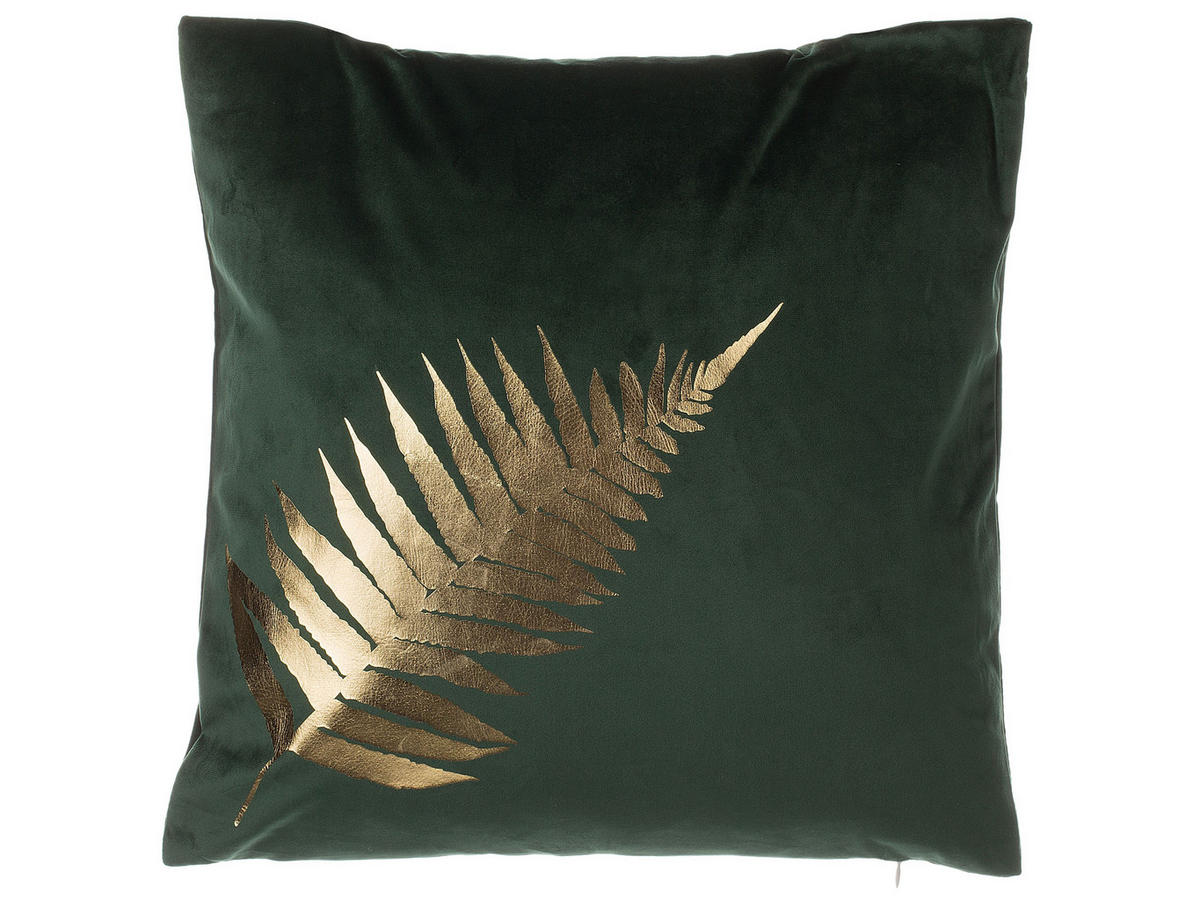 DEKOKISSEN 2er-Set Dunkelgrün 45/45 cm Fern - Dunkelgrün, Textil (45/45cm) - Beliani