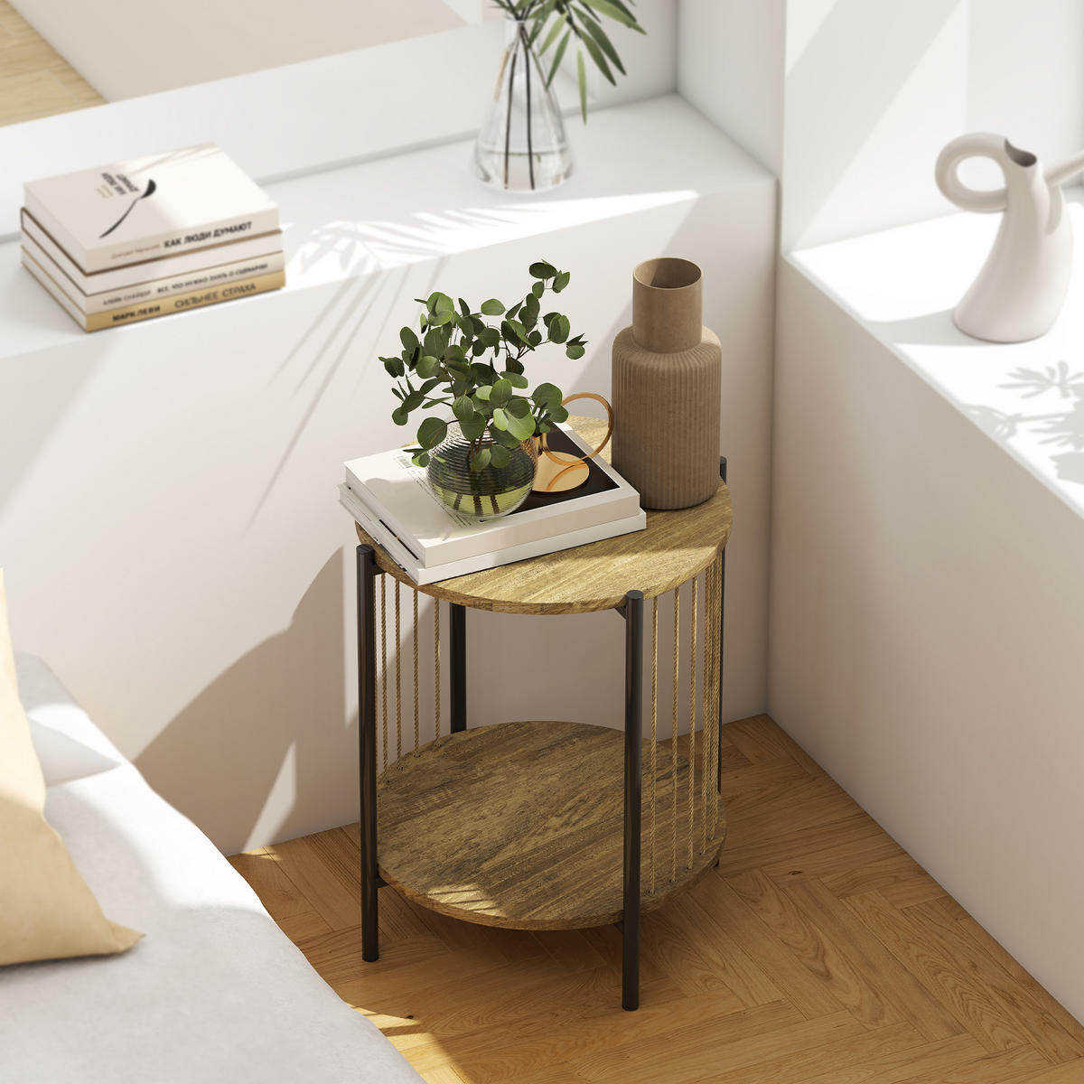 BEISTELLTISCH Beige 1 Stück - Beige, Naturmaterialien (43.5/43.5/51cm) - GiPP