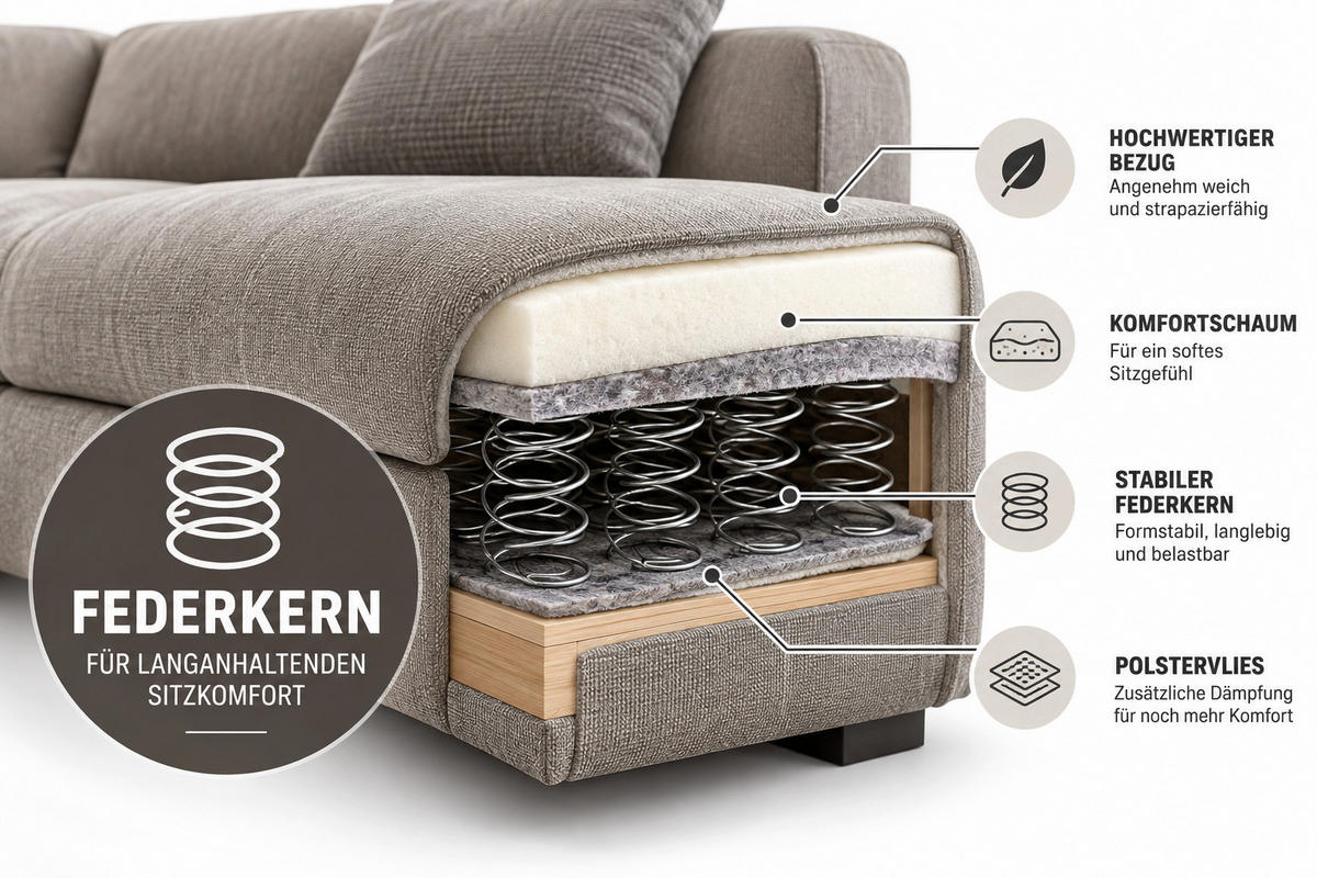Wohnideebilder WOHNLANDSCHAFT CAPTAIN U-Form 314 cm mit hochwertigem ...