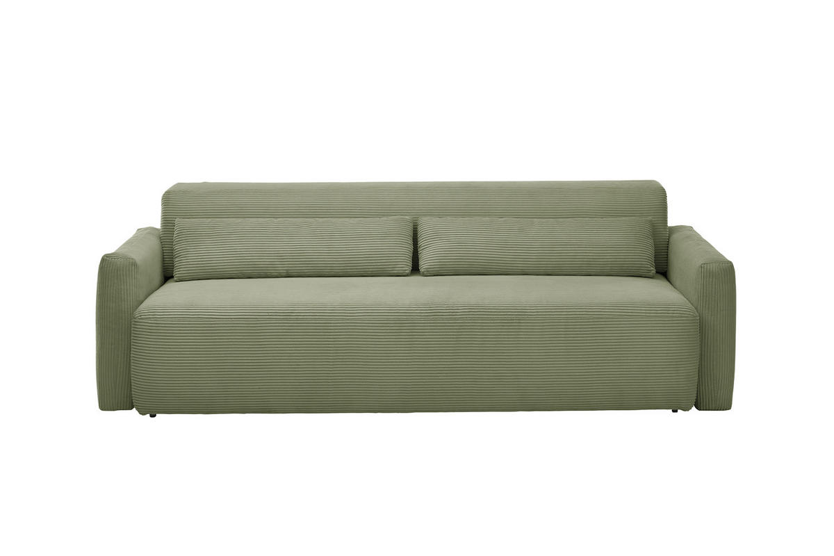 SCHLAFSOFA NEO Grün Cord - Schwarz/Grün, Kunststoff/Textil (233/75/108cm) - KAWOLA